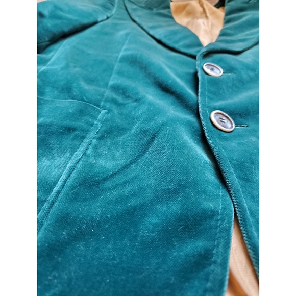 Vintage Pierre Laffitte Teal Velvet Suit Jacket - Picture 5 of 6